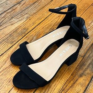 SHEIN Elegant Black Ankle Strap Heels